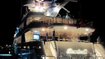 Night Shot of the superyacht Boardwalk - Image courtesy of Westport Yachts